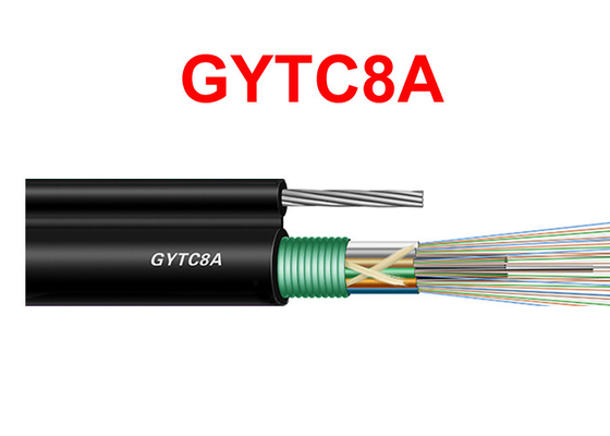 GYTC8Aの屋外の繊維光学装甲ケーブルの鋼線の自己の維持黒い8.0*1.0mm